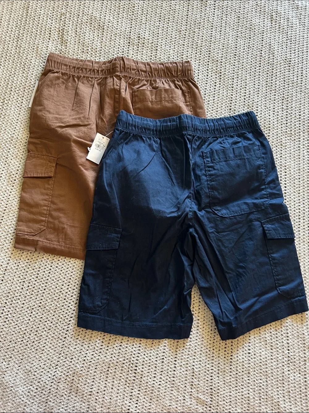 Old Navy Boys' Cargo Shorts in Brown and Navy with Drawstring